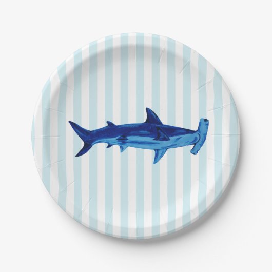 Hammerhead Shark Painting Blue Stripe Paper Bord (Voorkant)