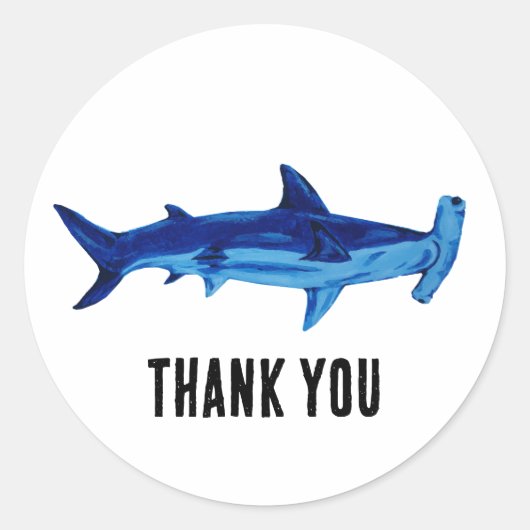 Hammerhead Shark Painting, dank u Ronde Sticker (Voorkant)