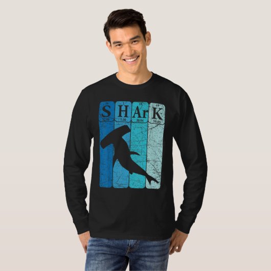 Hammerhead Shark Periodic Table Elements Retro Sha T-shirt (Voorkant volledig)