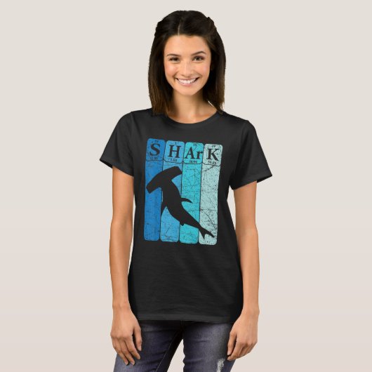 Hammerhead Shark Periodic Table Elements Retro Sha T-shirt (Voorkant volledig)
