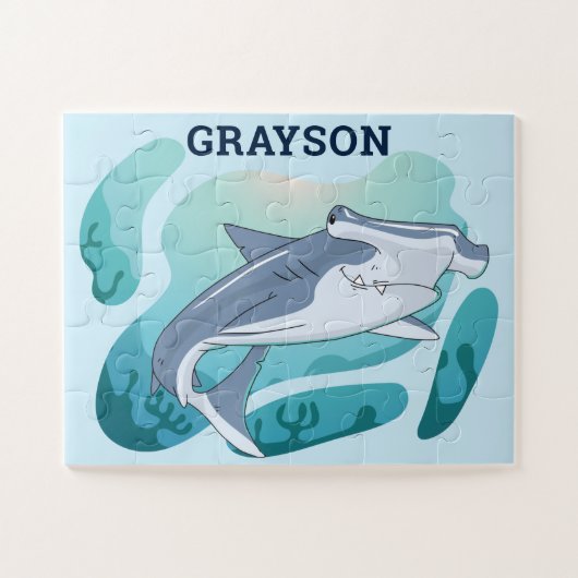 Hammerhead Shark Persoonlijke Kinderen Jigzaag Puz Legpuzzel (Horizontaal)