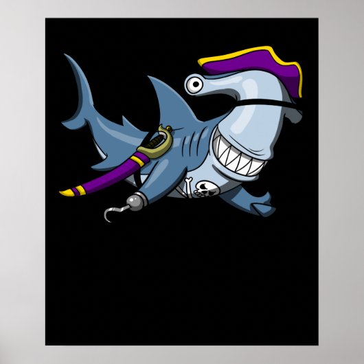 Hammerhead Shark Pirate Ocean Poster (Voorkant)