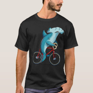 Hammerhead Shark Riding Bicycle Cute Biker giften T-shirt