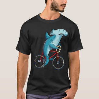 Hammerhead Shark Riding Bicycle Cute Biker giften T-shirt