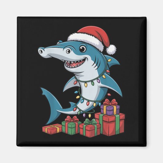 Hammerhead Shark Santa Hat Christmas Funny Marine Magneet (Voorkant)