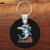 Hammerhead Shark Santa Hat Christmas Funny Marine Sleutelhanger (Voorkant)