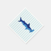Hammerhead Shark Schilderij Blauwe Streep Servet (Hoek)