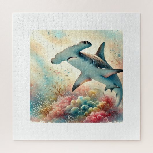 Hammerhead Shark Serenity 290824AREF136 - Watercol Legpuzzel (Verticaal)