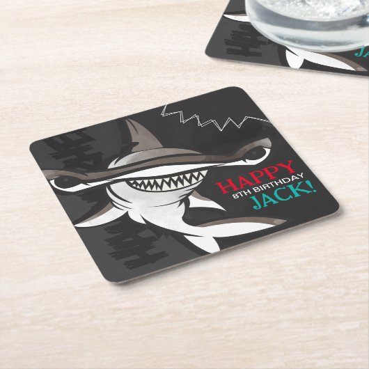 Hammerhead Shark Verjaardagsfeestje Kartonnen Onderzetters (Schuin)