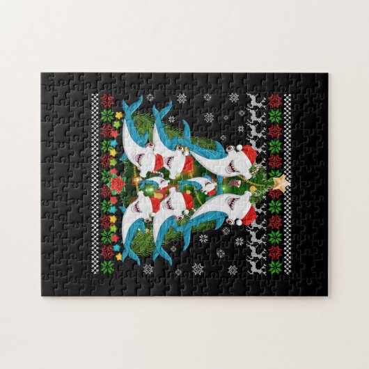 Hammerhead Shark Xmas Lighting Tree Shark Legpuzzel (Horizontaal)