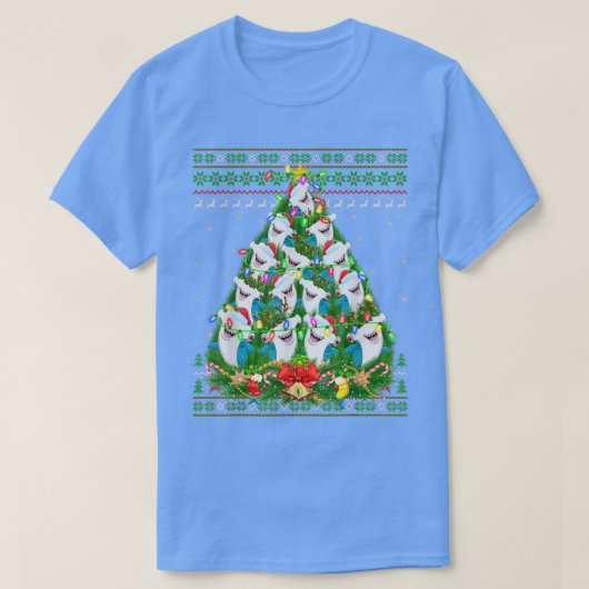 Hammerhead Shark Xmas Lighting Tree Shark Ugly Chr T-shirt (Design voorkant)