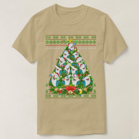 Hammerhead Shark Xmas Lighting Tree Shark Ugly Chr T-shirt (Design voorkant)