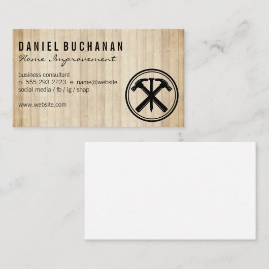 Hammers en Nail | Carpentry | Hout Visitekaartje (Voorkant / Achterkant)