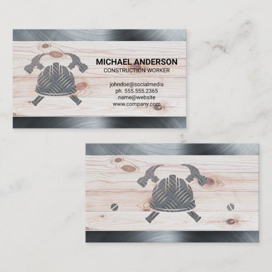 Hammers Hard Pet | Staal | Hout | Bouw Visitekaartje (Voorkant / Achterkant)