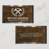 Hammers-Logo | Houten achtergrond | metalen sierst Visitekaartje (Voorkant / Achterkant)