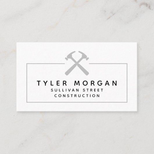 Hammers Silver Black QR Code Construction Visitekaartje (Voorkant)