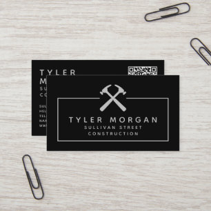 Hammers Silver Black QR Code Construction Visitekaartje