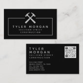 Hammers Silver Black QR Code Construction Visitekaartje (Voorkant / Achterkant)