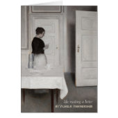 Hammershøi Ida die een brief CC0696-kaart leest (Voorkant)