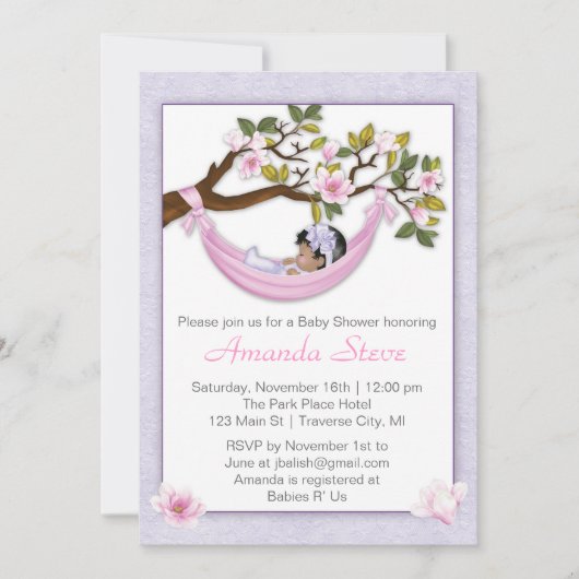 Hammock Baby shower Invitation - Afrikaans-Amerika Kaart (Voorkant)