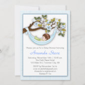 Hammock Boy Baby shower Invitation - Brunette Kaart (Voorkant)