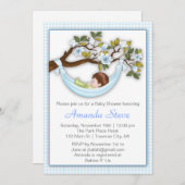 Hammock Boy Baby shower Invitation - Brunette Kaart (Voorkant / Achterkant)