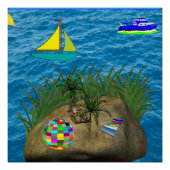 hammock oceaan strand blauw poster (Voorkant)