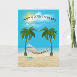 Hammock op Beach 37th Birthday Kaart