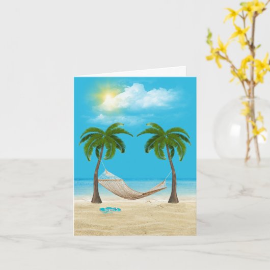 Hammock op Beach Note Kaart (Gele Bloem)