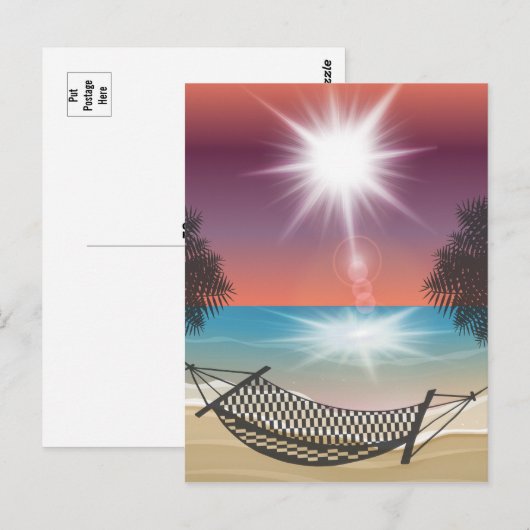 Hammock op de Beach Sunny Sky Zen Briefkaart (Voorkant / Achterkant)