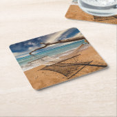 Hammock op de Shore Kartonnen Onderzetters (Schuin)