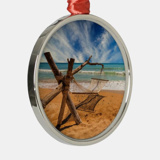 Hammock op een tropisch strand metalen ornament (Rechts)