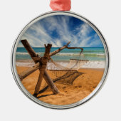 Hammock op een tropisch strand metalen ornament (Voorkant)