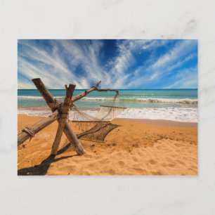 Hammock op een tropisch strand Resort Briefkaart