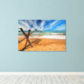 Hammock op een tropisch strand Resort Canvas Afdruk (Insitu (Houten vloer))
