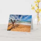 Hammock op een tropisch strand Resort Kaart (Gele Bloem)