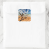Hammock op een tropisch strand Resort | Thailand Vierkante Sticker (Tas)