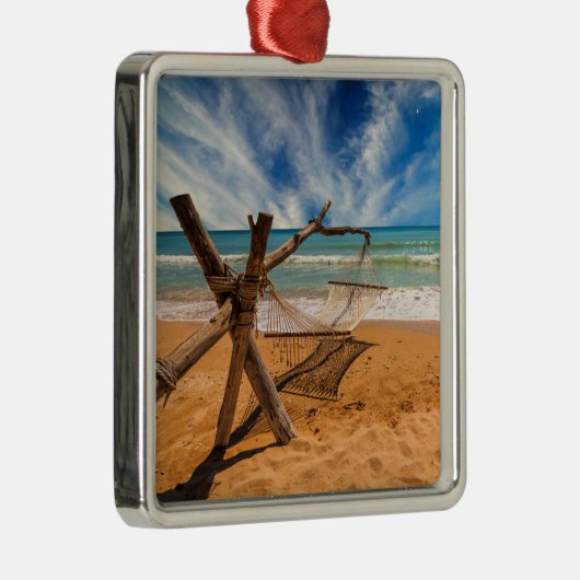 Hammock op een tropisch strand | Thailand Metalen Ornament (Rechts)