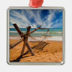 Hammock op een tropisch strand   Thailand Metalen Ornament