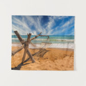 Hammock op een tropisch strand wandkleed (Voorkant (horizontaal))