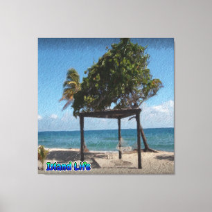 Hammock op het strand canvas afdruk
