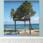 Hammock op het strand canvas afdruk (Insitu (Houten vloer))