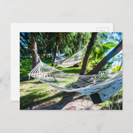 Hammock op het strand, Fiji Briefkaart (Voorkant / Achterkant)