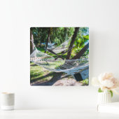 Hammock op het strand, Fiji Vierkante Klok (Huis)