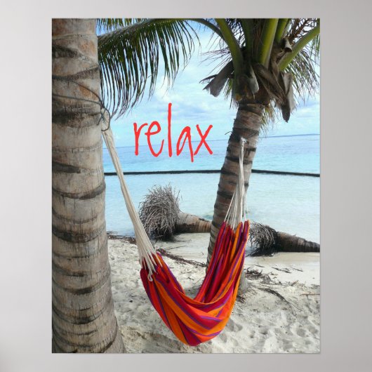 Hammock over het Caraïbisch Poster van strand (Voorkant)