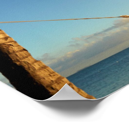 Hammock Tussen palmbomen op tropisch strand Poster (Hoek)