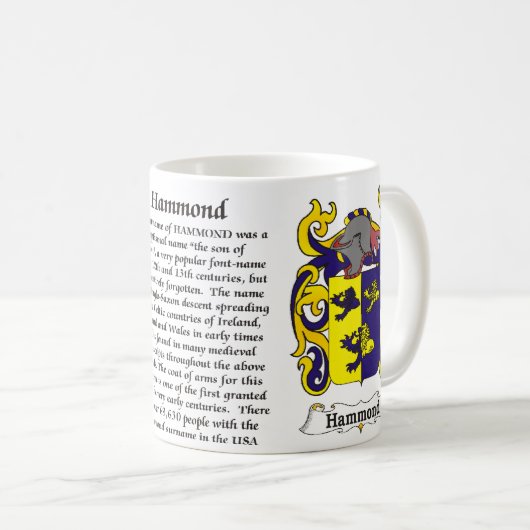 Hammond Family Coat of Arms mok (Voorkant rechts)