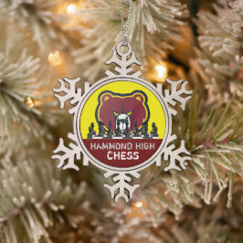 HAMMOND HIGH SCHAAK Sneeuwvlokje ingelijst ornamen Tin Sneeuwvlok Ornament