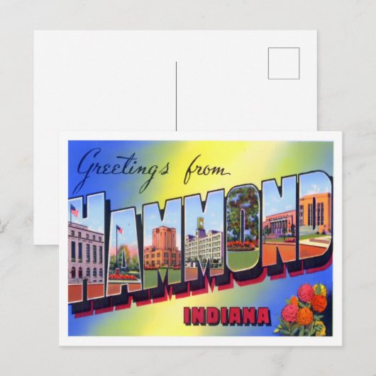 Hammond, Indiana Big Letters Briefkaart (Voorkant / Achterkant)