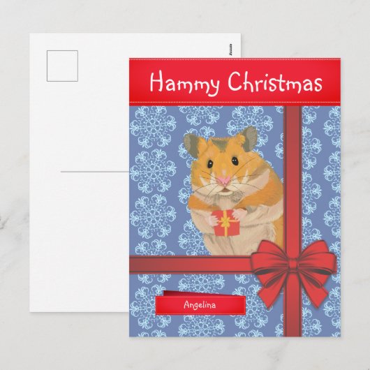 Hammy Kersthamster kerst Feestdagenkaart (Voorkant / Achterkant)